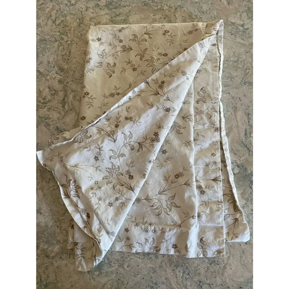 Ikea Floral Printed Cotton Pillowcase 1 King Size Cream and Taupe